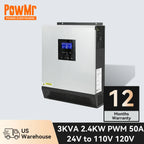 PowMr Hybrid Solar Inverter 24V 110V Pure Sine Wave Inverter 2400W 3KVA Solar Panel Generator Portable Wechselrichter