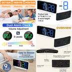 LED Alarm Clock with Colorful RGB Atmosphere Night Light and Output Power Interface to Charge Other Devices. Gift Idea for All