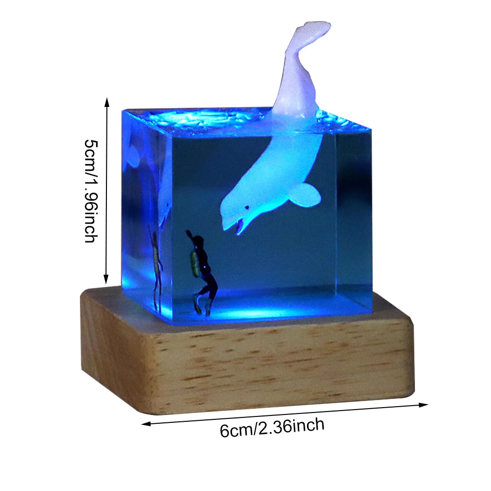 Whale Diver Ocean Decoration with Light Decorative Marine Whale Decor Beluga Killer Whale Megalodon Home Room Decor
