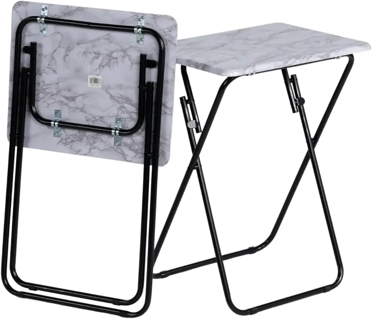 Furniturer 2Pcs-Folding Table Foldable Tv Dinner Tray Portable Light Weight Sofa Bed Side Table With Wood Top Metal Frames