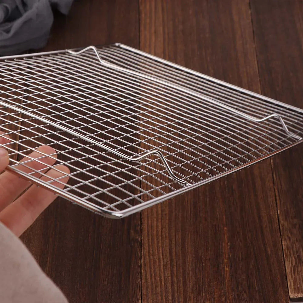 Kitchen Accessories Grid Mesh Baking Cooling Rack Nonstick Rectangular Barbecue Holder Shelf Wear-resistant Oil Drain Rack Oven