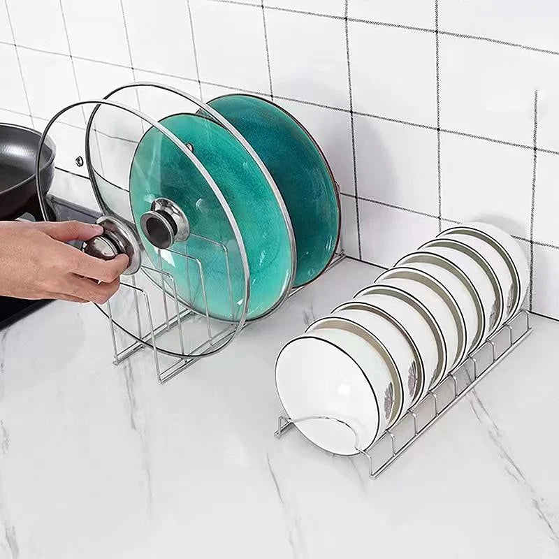 Stainless Steel Dish Draining Rack Multipurpose Shelf Bowl Drying Holder Kitchen Pot Lid Plates Storage Racks Kitchen Organizer