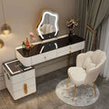 Luxury Glass Dressing Table with Smart Wireless Charging Bedroom Vanity Nightstand Makeup Table Drawers with Led Mirror Dresser
