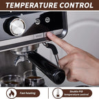 Espresso Machine with Grinder, Professional Espresso Maker with Milk Frother Steam Wand, 20 Bar Barista Cappuccino Machine,1450W