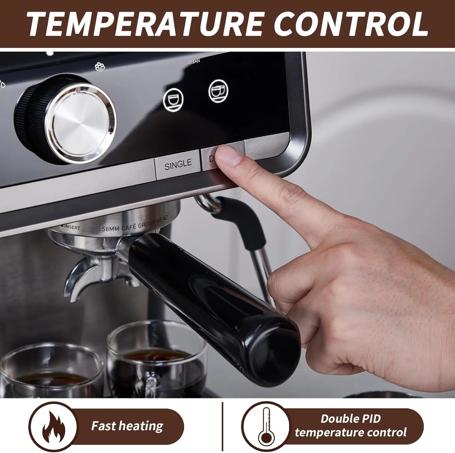 Espresso Machine with Grinder, Professional Espresso Maker with Milk Frother Steam Wand, 20 Bar Barista Cappuccino Machine,1450W