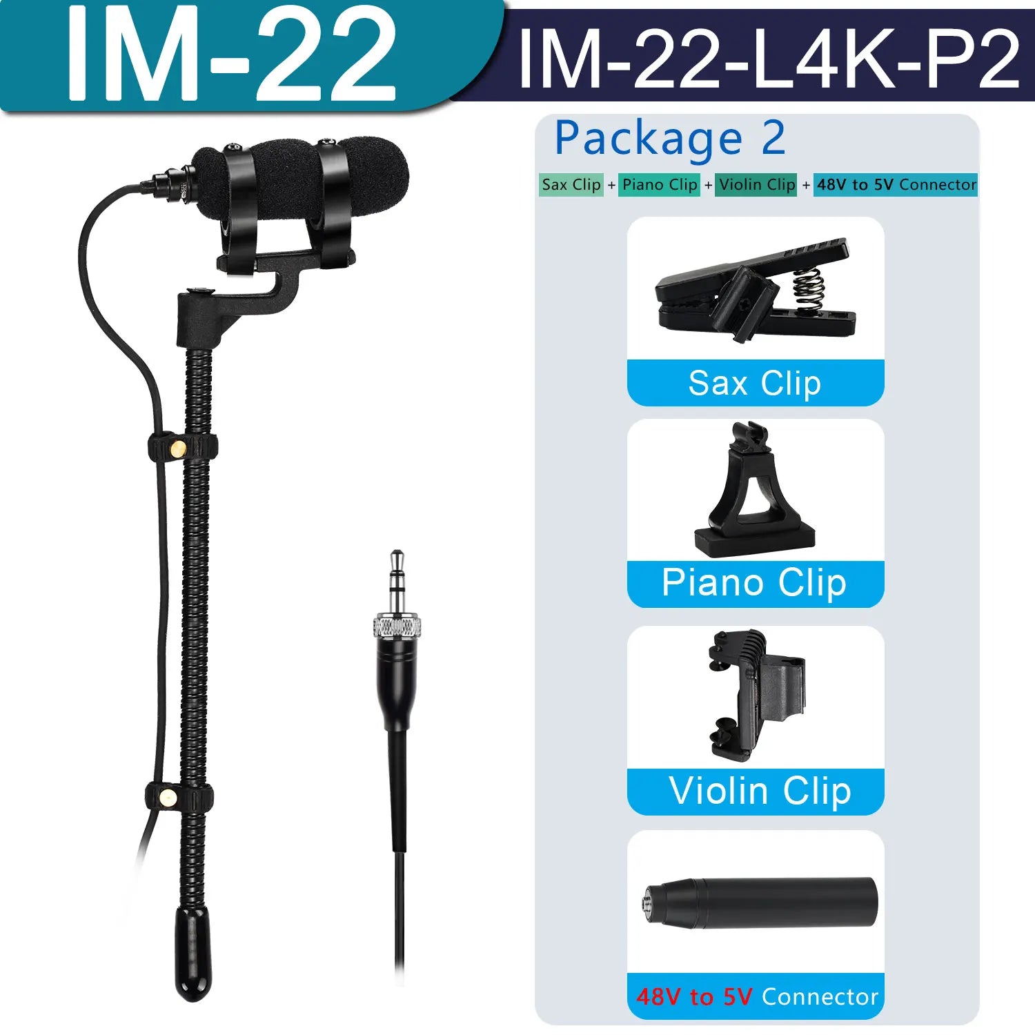 Professional 3 Pin 4 PIN XLR Saxophone Microphone 3.5mm Portable Condenser Instrument Wind Violin Sax Piano Clarinet Mic IM-22