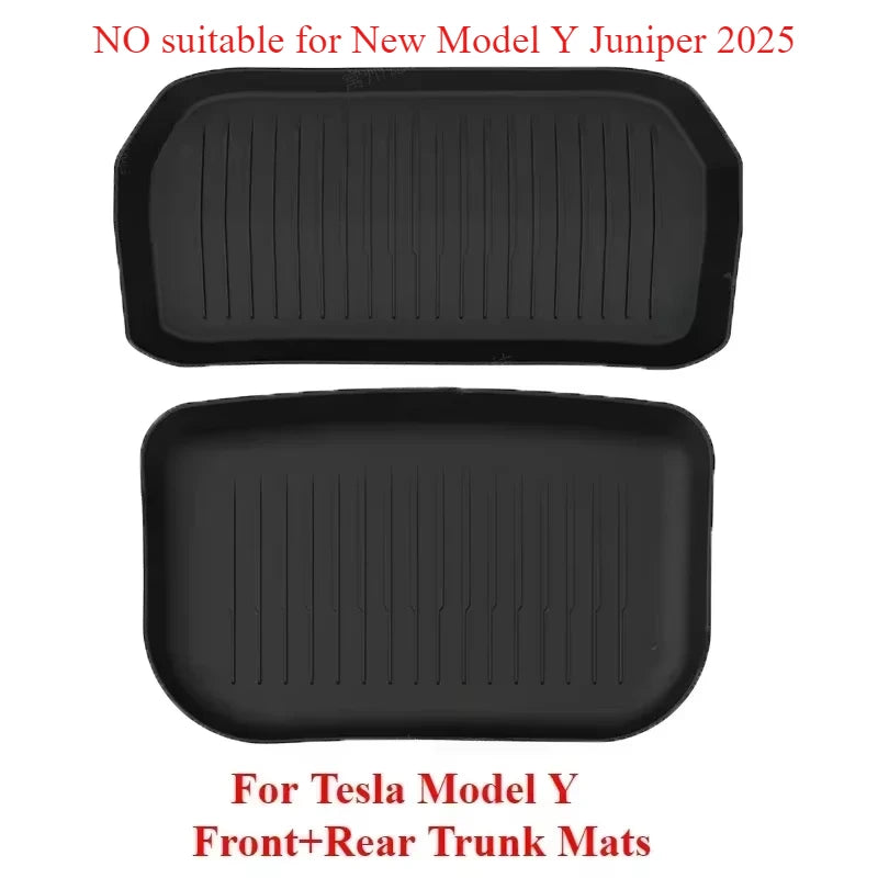 For Tesla Model Y 2021-2024 TPE Front Rear Trunk Frunk Floor Mat Storage Waterproof Protective Pad Car Decoration Accessories