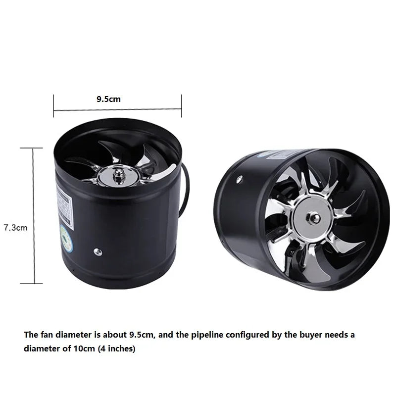 4 Inch Fan Air Ventilator For Home Kitchen Metal Pipe Ventilation Exha