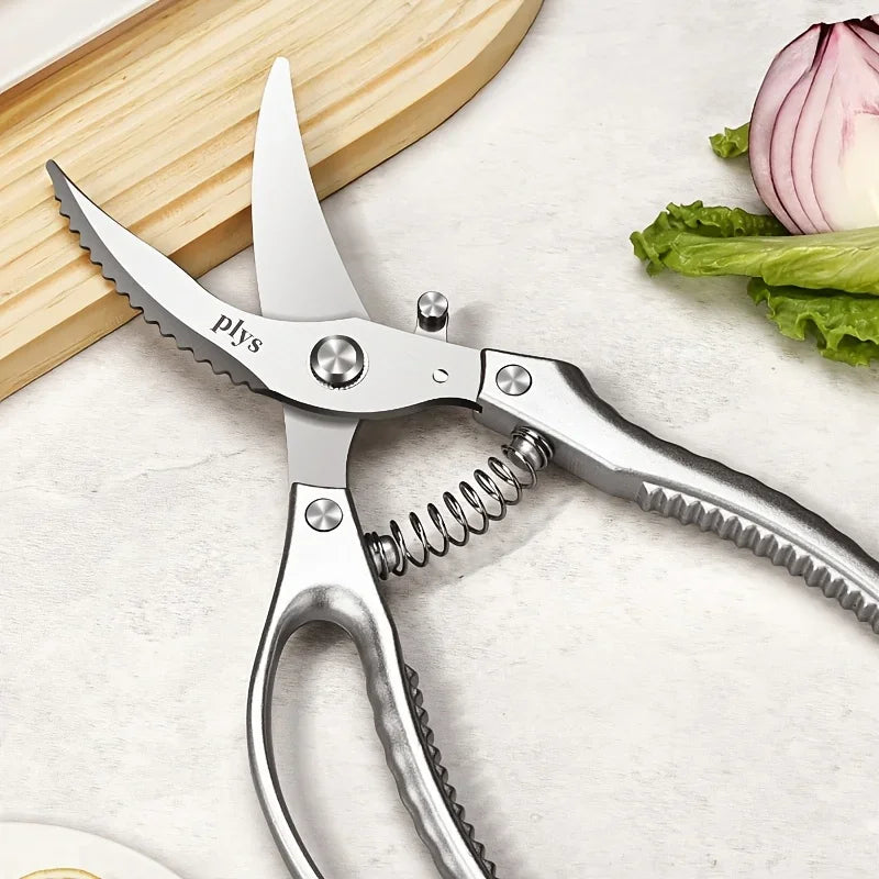 Kitchen Scissors Stainless Steel Chicken Bone Shears Duck Fish Seafood Cleaning Cook Tool, Multi-Purpose Kitchen Scissors