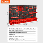 VEVOR Wall Mounted Storage Bins 30/48-Bin Parts Rack Organizer Garage with Wall Panels Hooks Plastic Shop Tool for Screw Nails