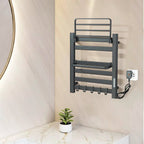 Black Bathroom Electric Heated Towel Rack with Digital Display Touch Thermostatic Dry Towel 304 Stainless Steel Heater