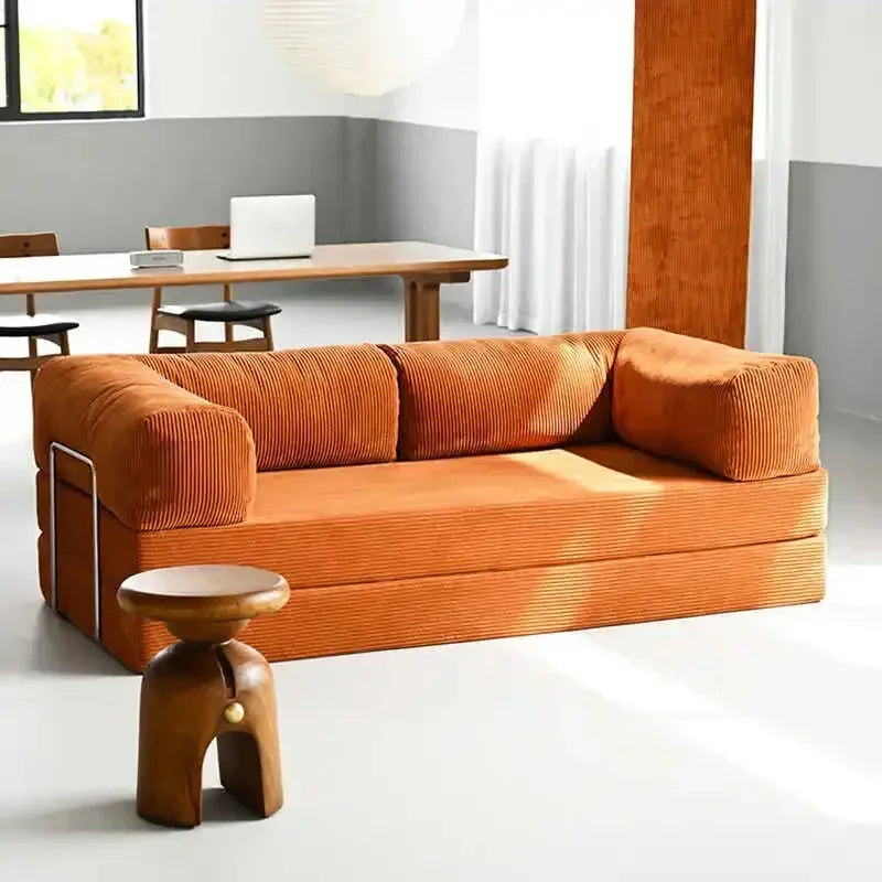 High-end retro corduroy sofa air compression deformable modular sofa suitable for living room comfortable customizable leisure c