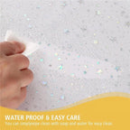 Star Printed Shower Curtain Liner 72Wx72H Inch PEVA Premium Light Weight Iridescent Star Glitter Water Repellent Transparent