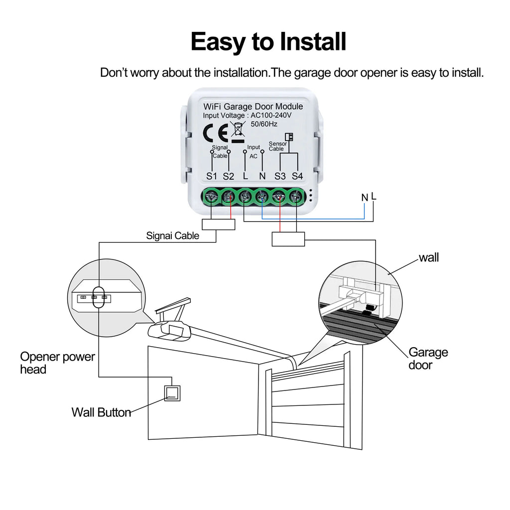 GIRIER WiFi Smart Garage Door Opener Controller Works with Alexa Google Home Assisant Alice App Remote Control No Hub Required