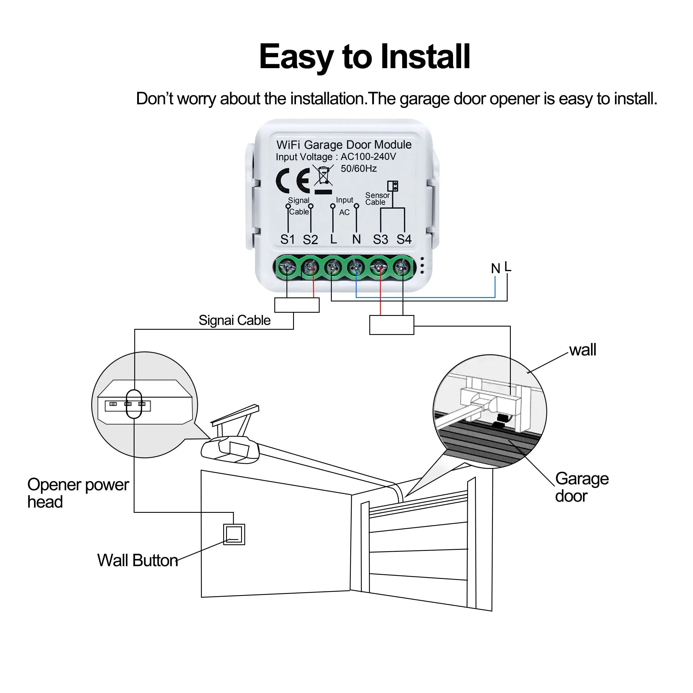 GIRIER WiFi Smart Garage Door Opener Controller Works with Alexa Google Home Assisant Alice App Remote Control No Hub Required