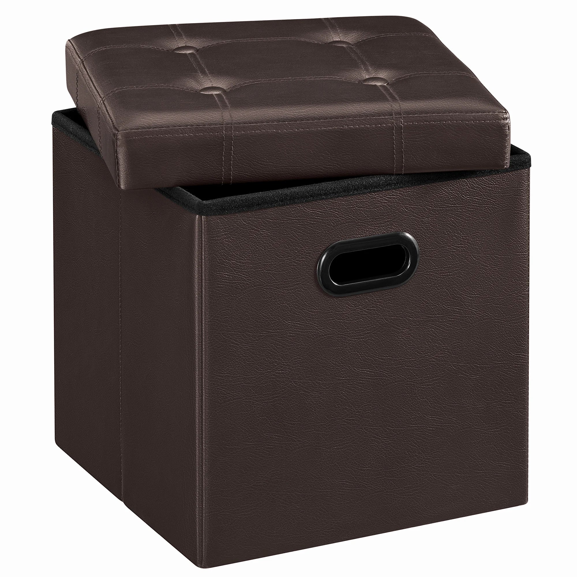SONGMICS 15 Inches Ottoman with Storage,660 lb Load Capacity,  Footstool, Storage Ottoman , Synthetic Leather, for Dorm Room