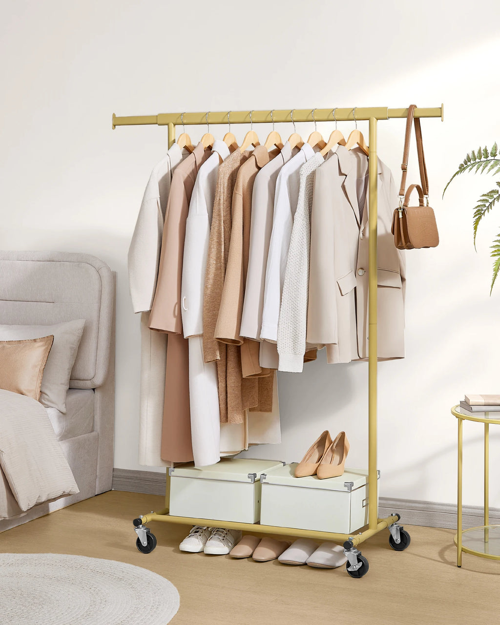 SONGMICS dresses stand on wheels, heavy-duty coat rack stand, extendable dresses Rod, up to 100 kg