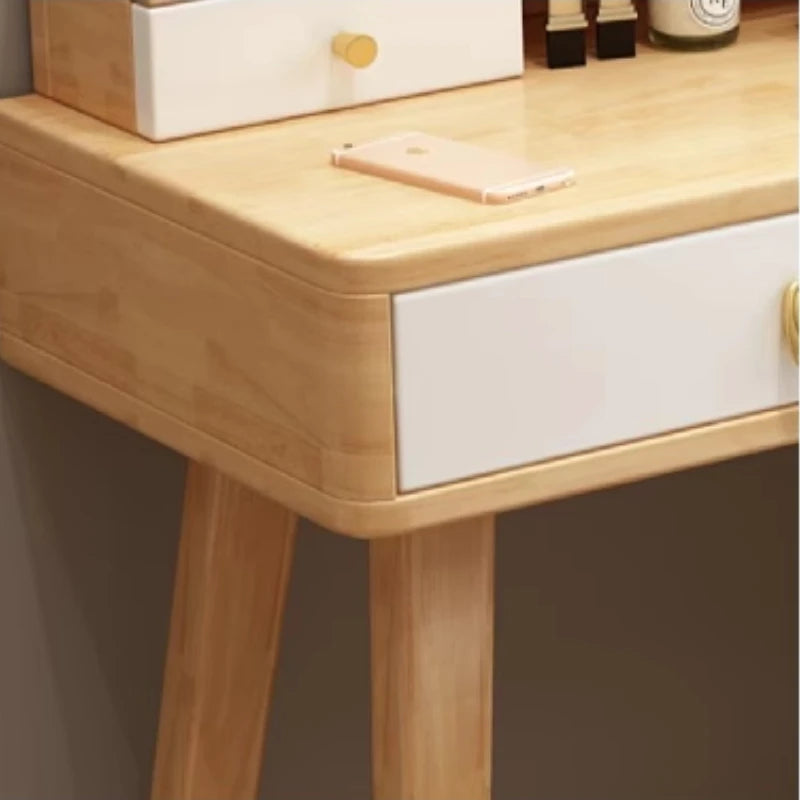 Bedroom Hairstyle Vanitys for Makeup Drawers and Mirror Makeup Dressing Table Furniture Pink Vanity Chair Solid Wood Dresser