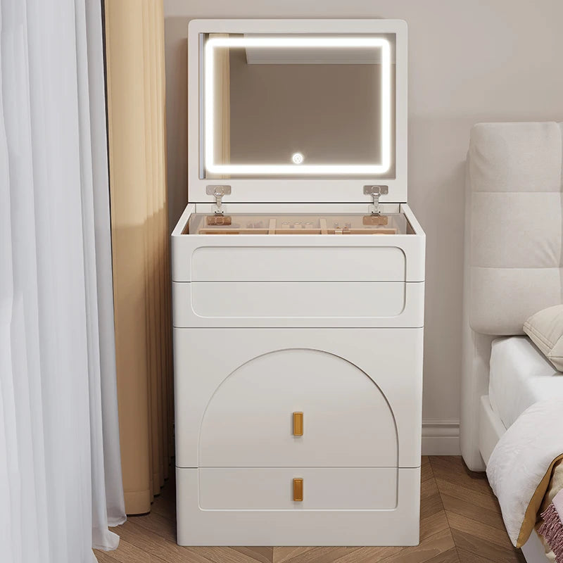 Cream wind flip dresser bedroom simple modern small apartment 60cm Internet celebrity 50 bedside table integrated makeup table