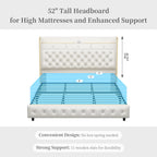 LED Bed Frame with Galaxy Star Projector, 2 Drawers, 52" PU Headboard with Charging Station, Noise Free, No Box Spring