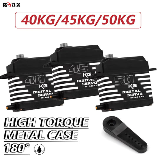 RCXAZ 40KG/45KG/50KG Brushless Digital Servo Metal Housing Gear 180 Large Torque Waterproof for RC Car/Boat Model Fixed Robots