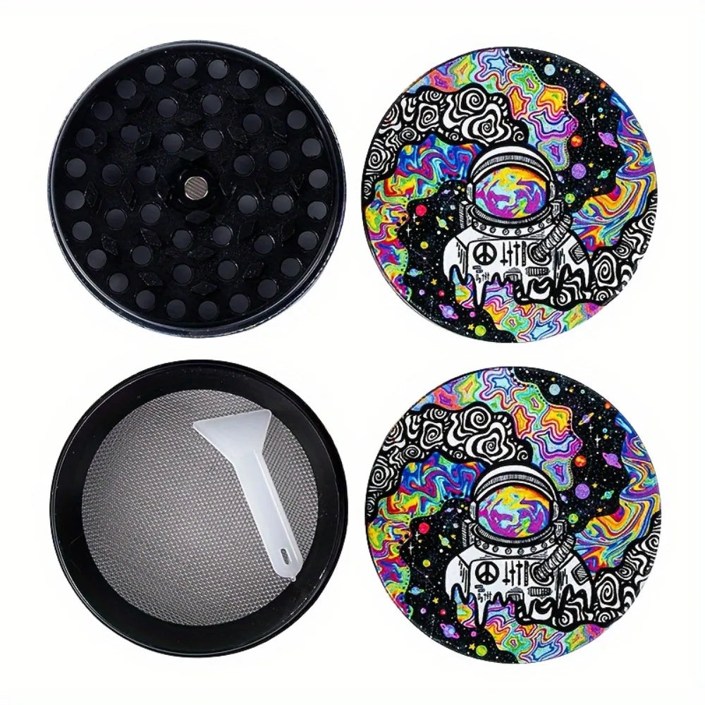 50mm Metal Astronaut Herb Grinder 4-Layer Spice Mill Mortar Raw Grass Tobacco Grinder Kitchen Tool Cigarette Smoking Accessories