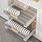 ZEXEF Kitchen Pull-Out Bowl and Dish Rack Cabinet Storage Rack Household Tableware Bowl and Dish Partition Drawer Storage