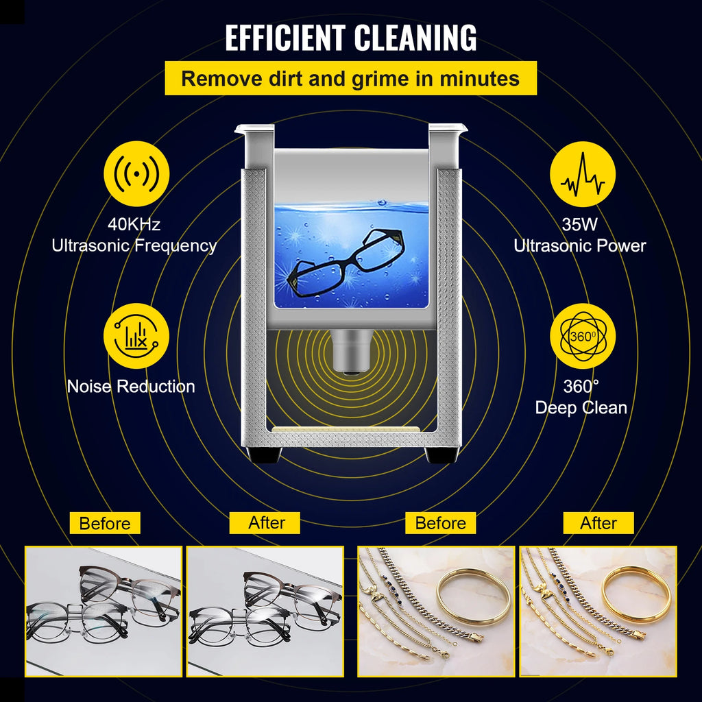 VEVOR 800ml Ultrasonic Cleaner Portable Washing Machine 35W Mini Dishwasher Lave-Dishes Ultrasound Bath Sonic for Home Appliance