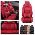 Car Seat Covers Red Full Set Luxury 2 Front Rear Seat Cover PU Leather  Winter Auto Protector Accessories ﻿