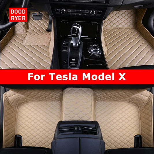 DOODRYER Custom Car Floor Mats For Tesla Model X Auto Carpets Foot Coche Accessorie