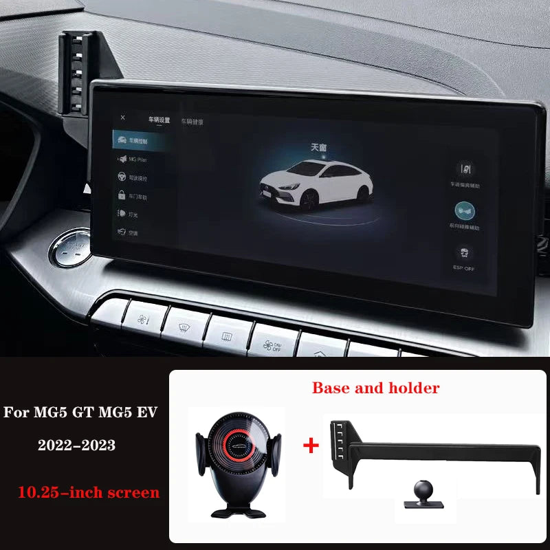 Car Phone Holder For MG5 GT  MG5 EV 2022-2023 10.25-inch Screen Panel Fixed Base 15W Wireless Charging Phone Holder Car Mount