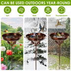 Bird Bath Feeder Bowl Metal Garden Birdbath with 5 Prong Stakes Outdoor Standing Bird Bath Bowls for Patio Outside Yard Decor