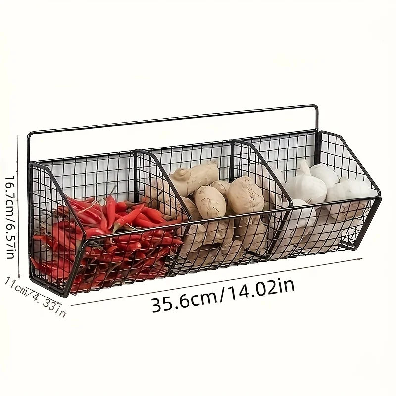 Kitchen Shelf Snack Multi-Functional Vegetable Spice Organizer Wall-Mounted Shelf Over-The-Door Hanging Basket