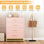 4 Drawers Dresser Chests for Bedroom Wood Chest of Drawers Dresser Drawer Organizer for Living Room Hallway and Entryway