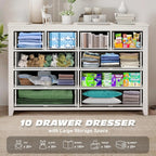 10 Drawer Dresser for Bedroom,Wood Chest of Drawers with Smooth Metal Rail,Large Dressers,Modern Bedroom Dressers with 10 Drawe