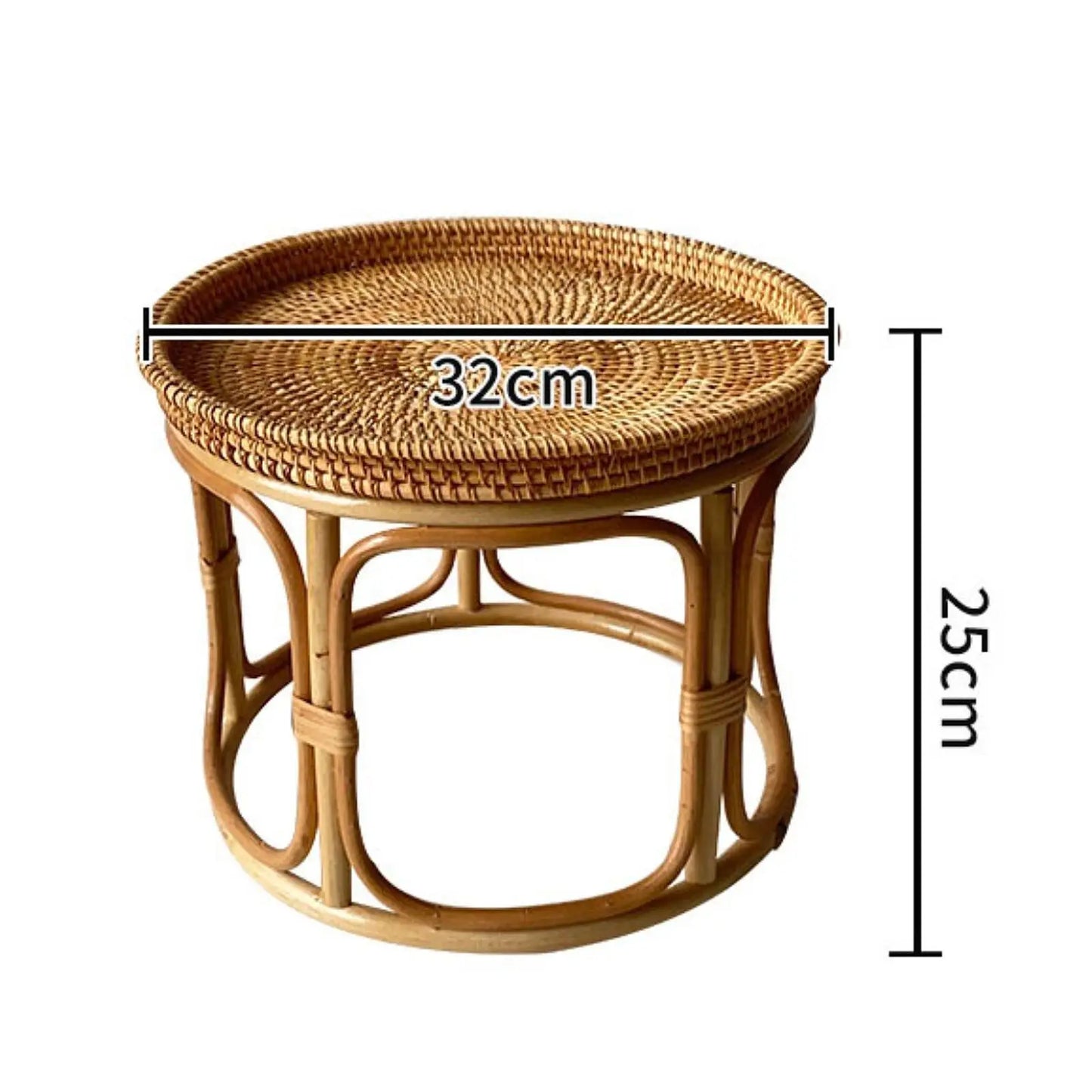 Rattan Side Table, End Table Tray Organizer Decorative Coffee Table NightStand for Office Indoor Proch Patio Room