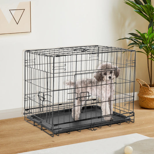 JHK Double Door Folding Metal Wire Dog Cage - Extra Large Pet Kennel with Leak-Proof Pan | AlluCanFind