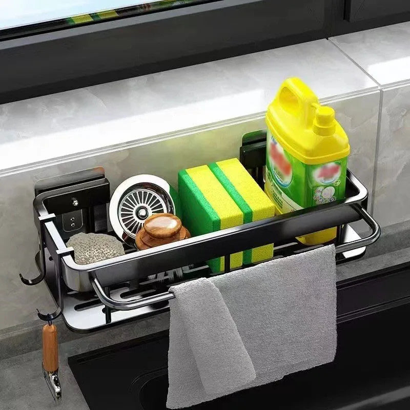 Non Perforated Kitchen Storage Rack Cloth Drain Rack, Sink Dishwashing Cloth Sponge Storage Basket Bathroom Storage Rack
