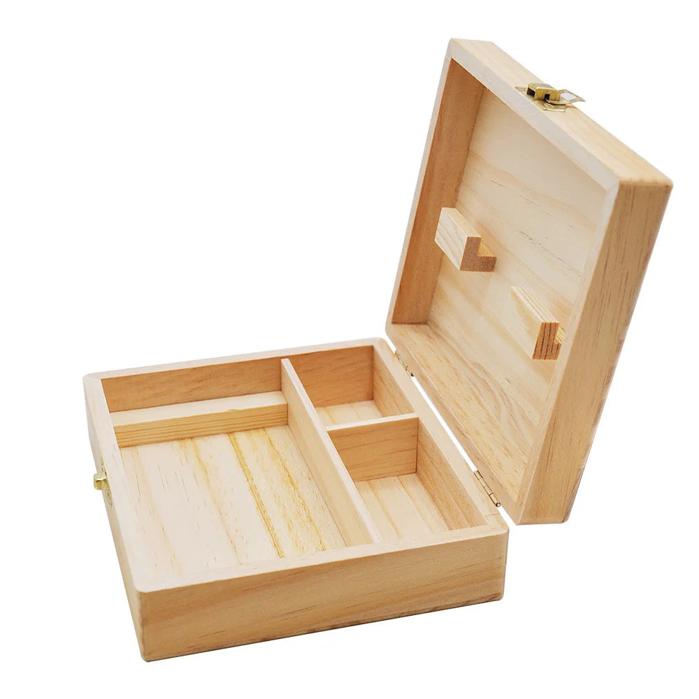 Stash Box Set Smoke Accessories With Rolling Tray Wood Natural Bamboo Storage Container for Herb Jar Grinder Organizer Men Gift