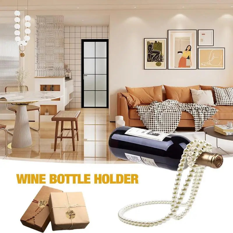 Pearl Necklace Wine Suspended Rack Creative Resin Hanging Single Wine Bottle Holder Stand Desktop Decoration