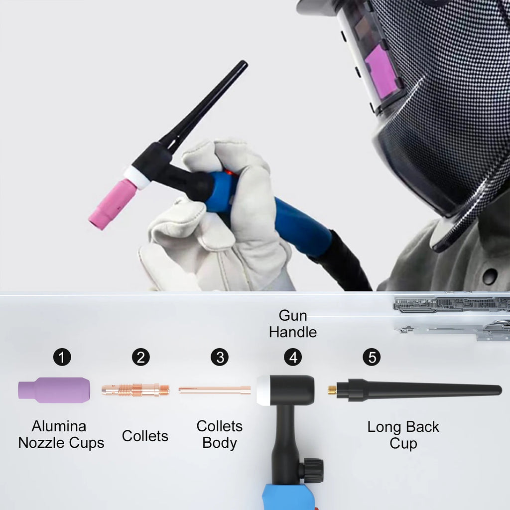 Argon Air Cooled  Arc Welding Torch without Power Cable 10Feet  WP17 Flexible Head Gas Valve TIG Welding Torch WP17FV
