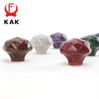 KAK 35mm Colorful Ceramic Cabinet Knobs and Handles Ruby Diamond Kitchen Handle Drawer Knobs for Kids Room Furniture Hardware
