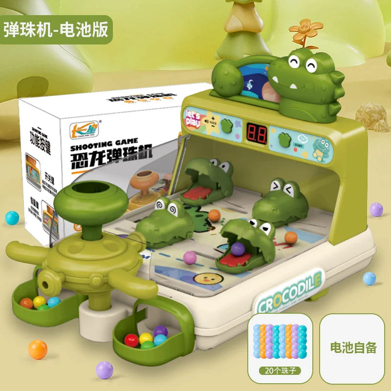 Cartoon Crocodile Table Games Toys Pinball Shooting Machine Score Shooting Target Children Desktop Games Toys with Lights Music
