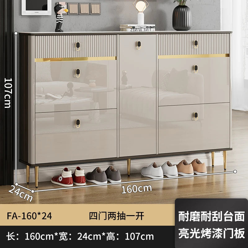 White Drawers Shelf Shoe Rack 3 Layers Narrow Save Space Shoe Cabinet Vertical Entrance Hall Meuble A Chaussures Home Furnitures