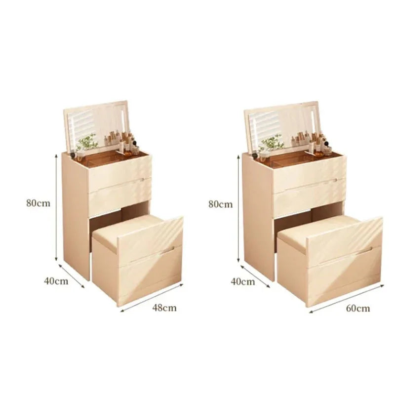 Italian Solid Wood Dresser for Model Room Simple Small Flip Mirror Dressers Light Luxury Household Dressing Table for Bedroom