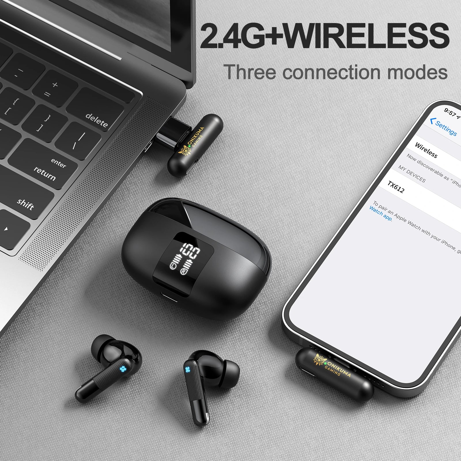 ONIKUMA 2025 New TX612 Dual-mode Cool RGB Gaming Headphones with High-definition Call Sound Quality and Low Latency for Gaming