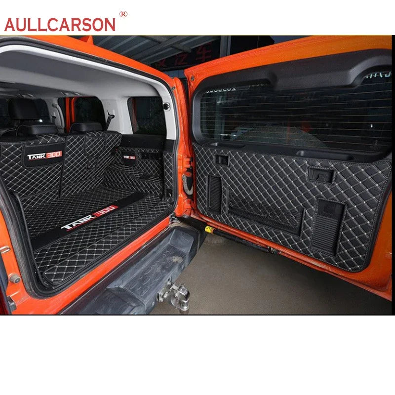 For GWM Tank 300 2023 2024 Custom Trunk Mats Leather Durable Cargo Liner Boot Carpets Interior Cover Car Accessories