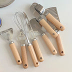 9pcs Cooking Utensils Set  Wooden Handle Can Opener Baking Pizza Peeler Egg Beater Cheese Knife Ice Cream Spoon Kitchen Gadget