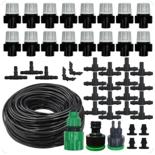 10-20M Automatic Watering Irrigation System Portable Misting Fog Nozzles Garden Hose Spray Head W/ 4/7mm Tee Connector for Patio
