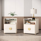 Tribesigns Nightstands, 2-Drawer Modern Night Stand with Open Storage Space, Wood Bed Side Table, Tempered Glasses End Table